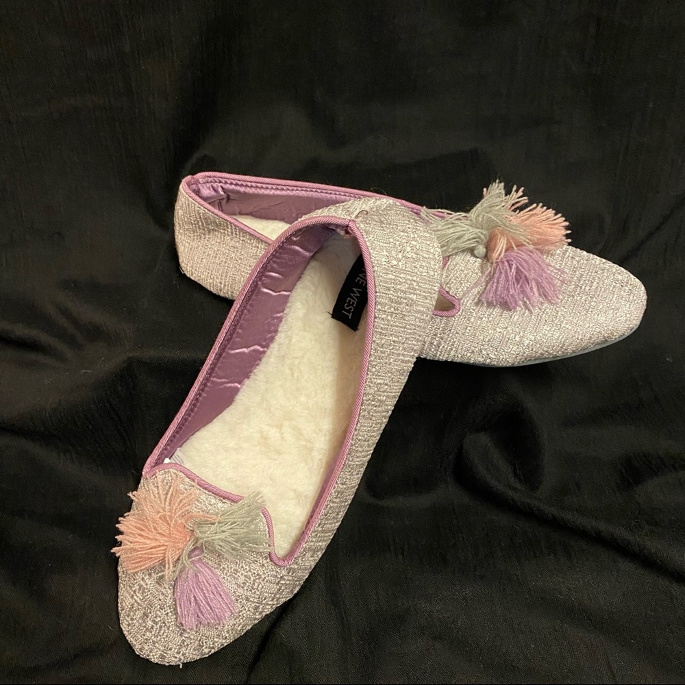 Nine West Gray & Purple Smoking Slippers with Tassels